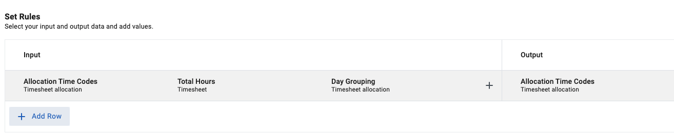 add row timesheet rules