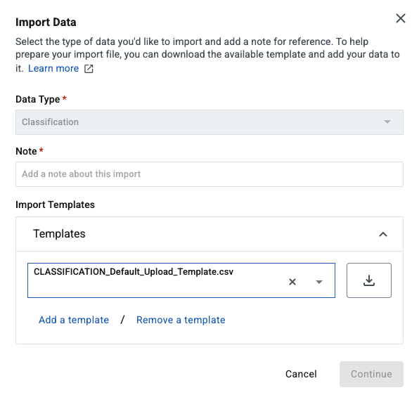 classifications download template