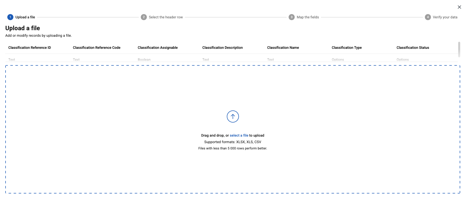 classifications upload file