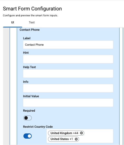 country code config