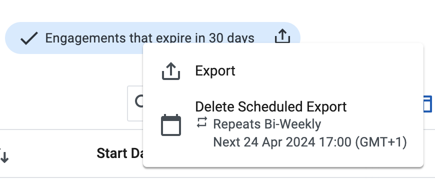 delete scheduled export