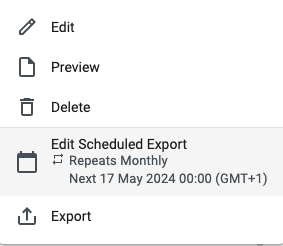 edit report scheduled export