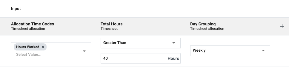 example input values timesheet rules