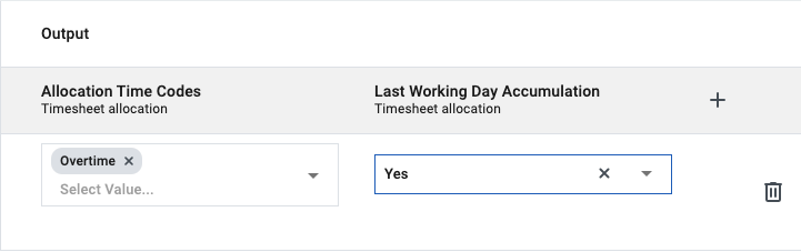 example output values timesheet rules