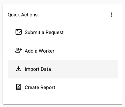 import data quick actions home