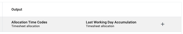 output items timesheet rules