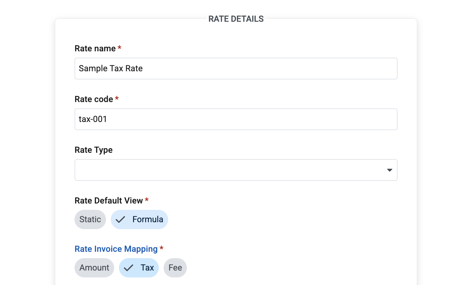 sample tax rate creation