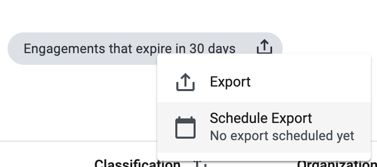 schedule exports option