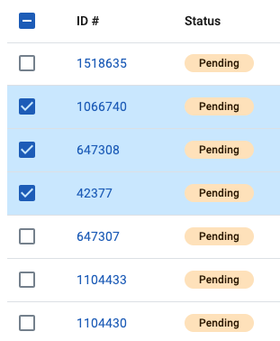 selected timesheets