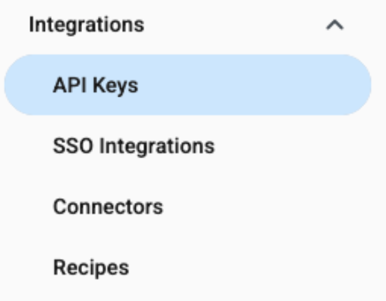 settings integrations menu
