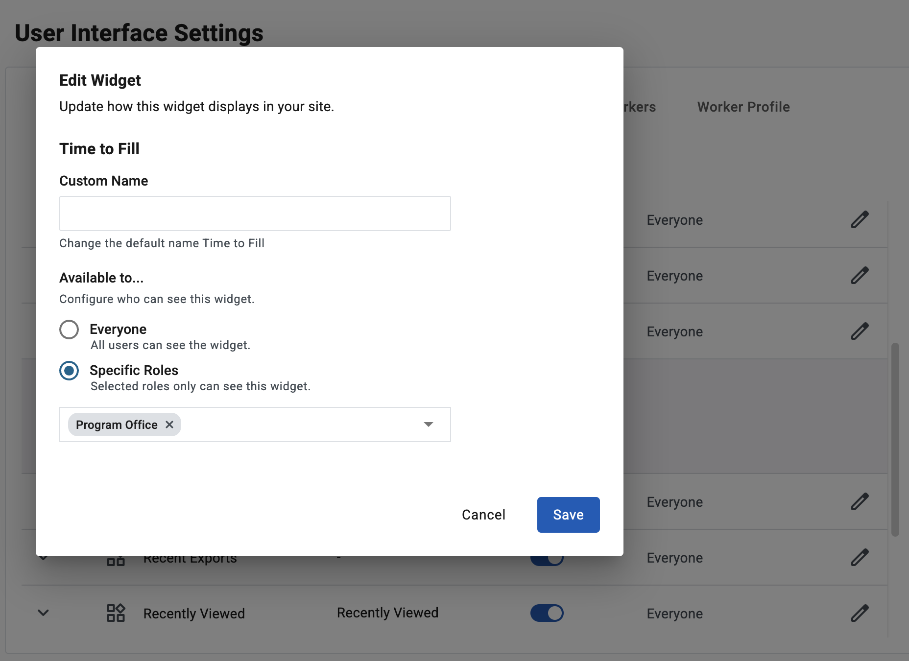 time to fill widget activation