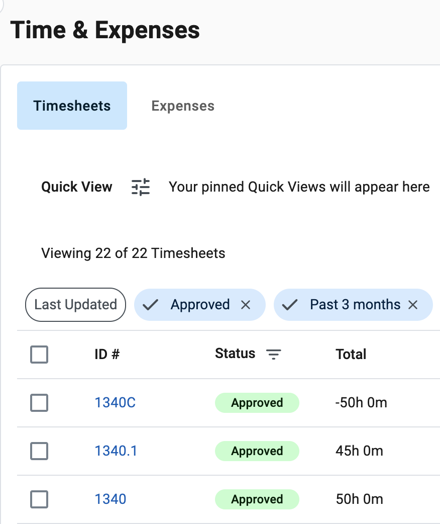 timesheets correction ids