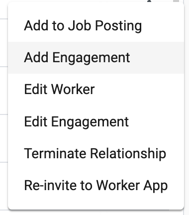 workforce actions menu